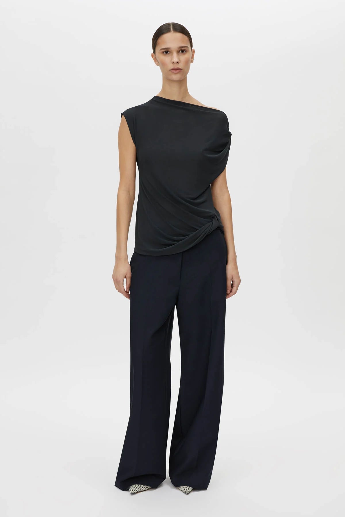 Ando Off Shoulder Top | Dusty Blue