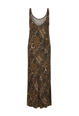Damask Bias Dress | Walnut Brown