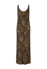 Damask Bias Dress | Walnut Brown