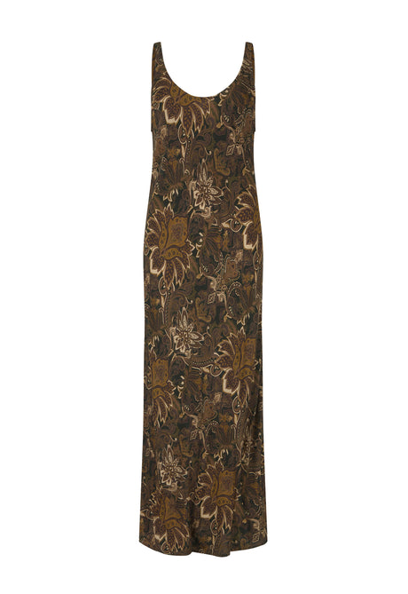 Damask Bias Dress | Walnut Brown