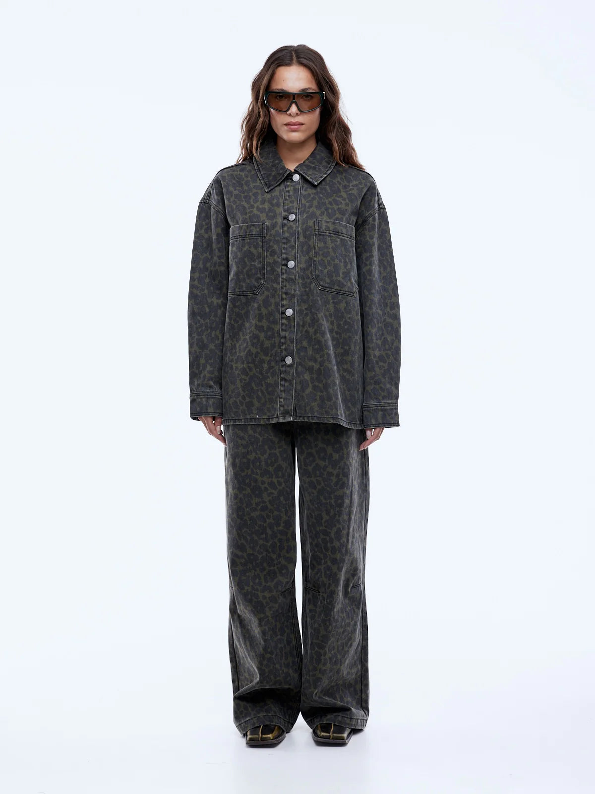 Evie Denim Overshirt | Dark Leopard