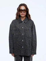 Evie Denim Overshirt | Dark Leopard