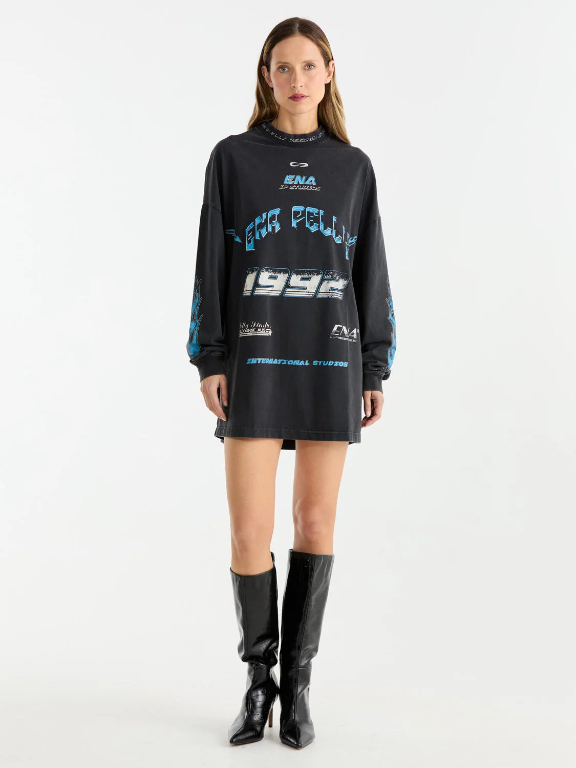 Speedway Tee Dress | Washed Black