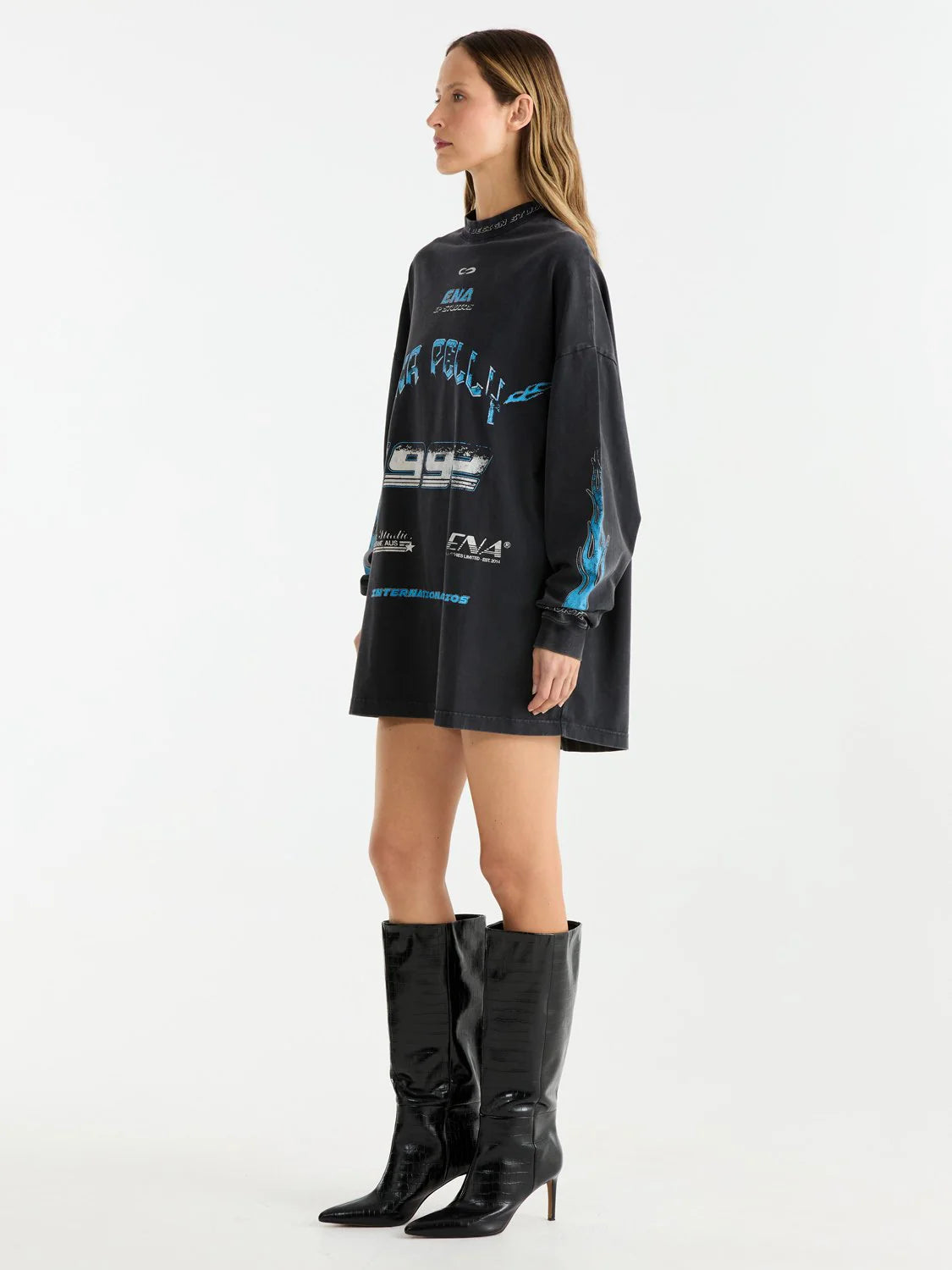 Speedway Tee Dress | Washed Black