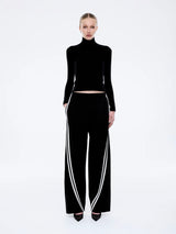 Valentina Stripe Pant | Black/Off WHite