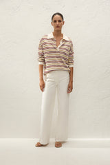 Harlow Oversized Polo | Cila Stripe Butter