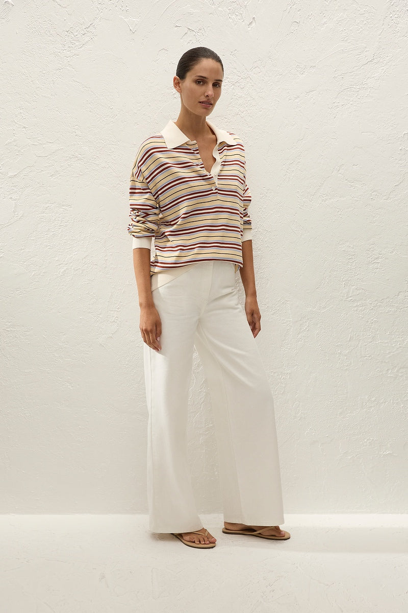Harlow Oversized Polo | Cila Stripe Butter