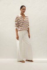 Harlow Oversized Polo | Cila Stripe Butter