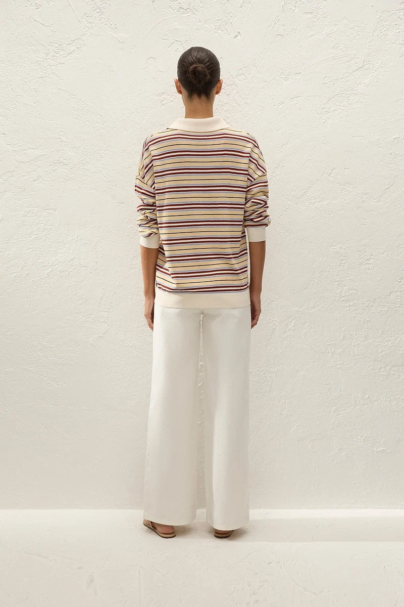 Harlow Oversized Polo | Cila Stripe Butter