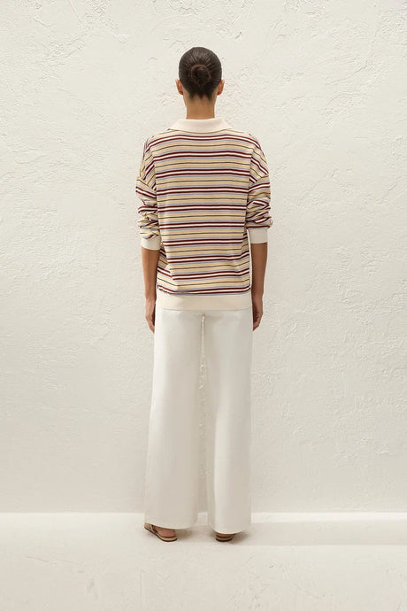 Harlow Oversized Polo | Cila Stripe Butter