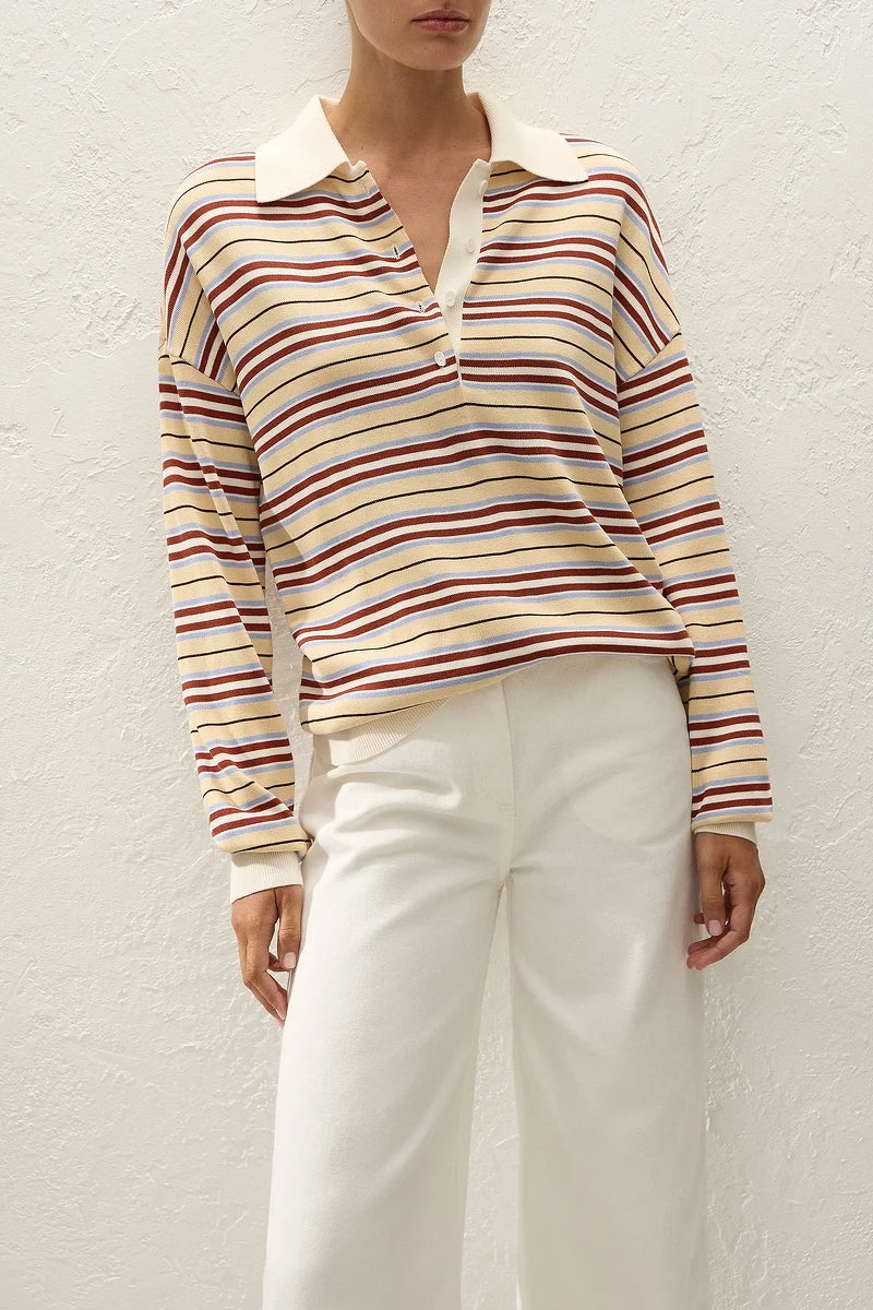 Harlow Oversized Polo | Cila Stripe Butter
