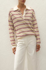 Harlow Oversized Polo | Cila Stripe Butter