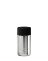 12oz/355ml Ceramic Reusable Cup with push Button Lid | Chrome Silver/Midnight