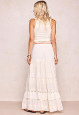Ines Tiered Midi Skirt | Light Sand