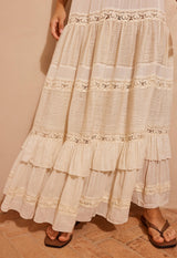 Ines Tiered Midi Skirt | Light Sand