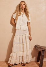 Ines Tiered Midi Skirt | Light Sand