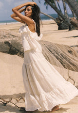 Ines Tiered Midi Skirt | Light Sand