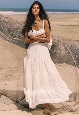 Ines Tiered Midi Skirt | Light Sand