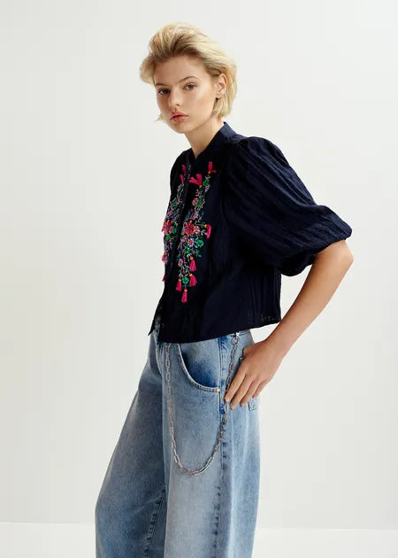 Heartfelt Sequin Shirt | Dark Blue
