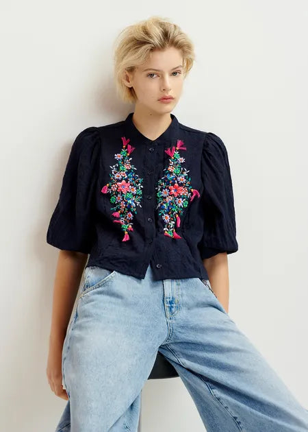 Heartfelt Sequin Shirt | Dark Blue