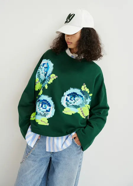 Hedance Embroidered Sweatshirt | Dark Green