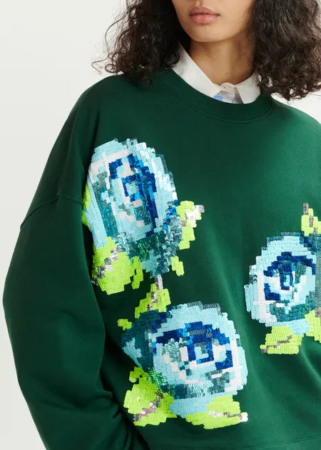 Hedance Embroidered Sweatshirt | Dark Green