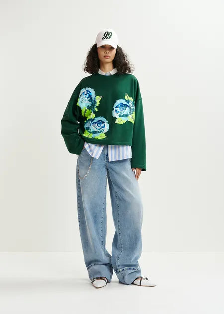 Hedance Embroidered Sweatshirt | Dark Green