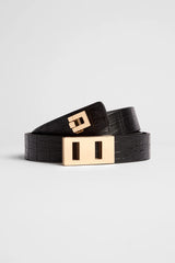 Paige Belt Croc | Black