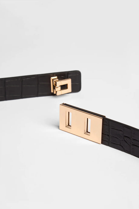 Paige Belt Croc | Black