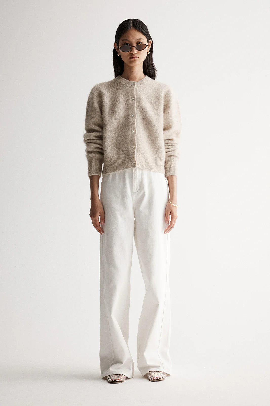 Abigail Knit Cardigan | White Marle