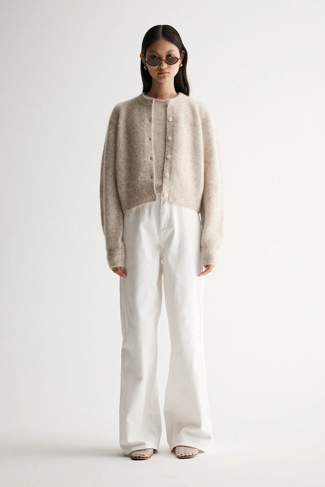 Abigail Knit Cardigan | White Marle