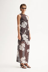 Lilian Maxi Dress | Chocolate Floral Print