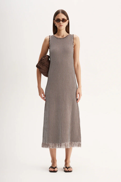 Alessandra Maxi Dress | Chocolate Stripe