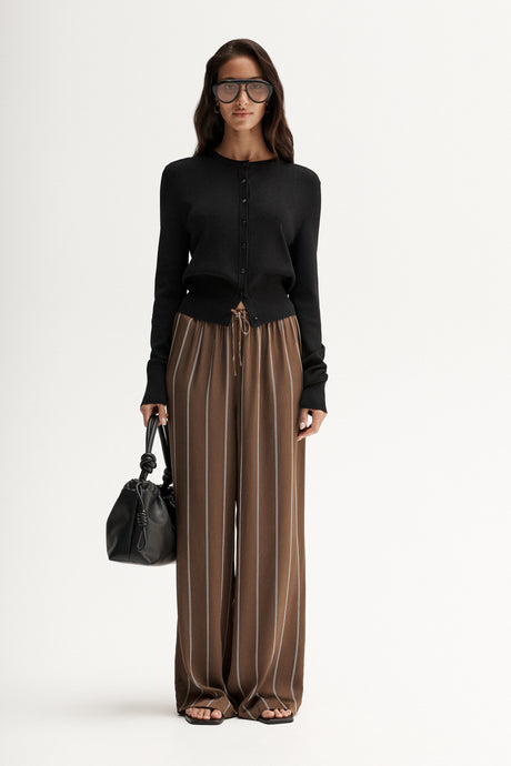 Petra Stripe Pant | Tan Stripe