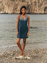 Coralie Denim Mini Dress | Two Tone Blue