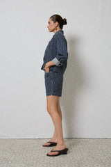 Zola Long Denim Shorts | Indigo Stripe