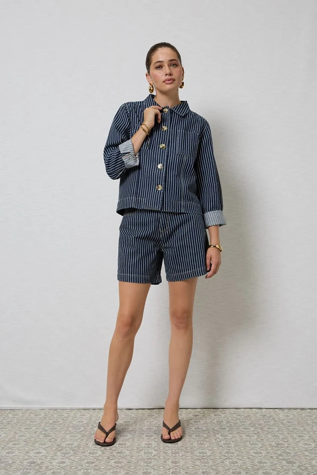 Kioky Denim Jacket | Stripe Denim