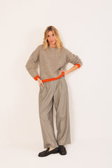 Bicolour Knitted Sweater | Beige