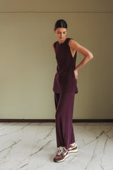 Long Buttoned Vest | Eggplant