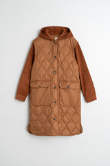 Combination Quilted Coat | Almond