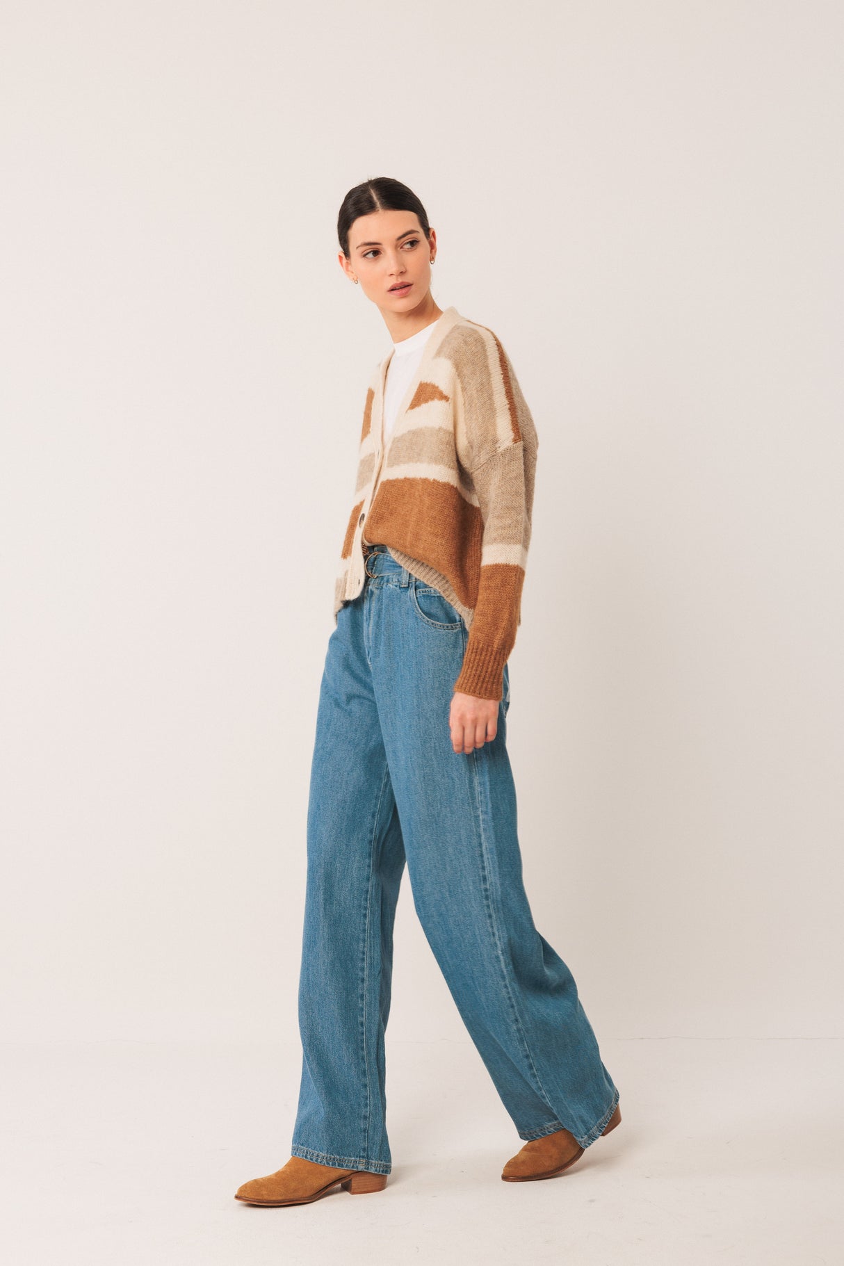 Intarsia Alpaca Jacket | Camel