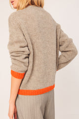 Bicolour Knitted Sweater | Beige