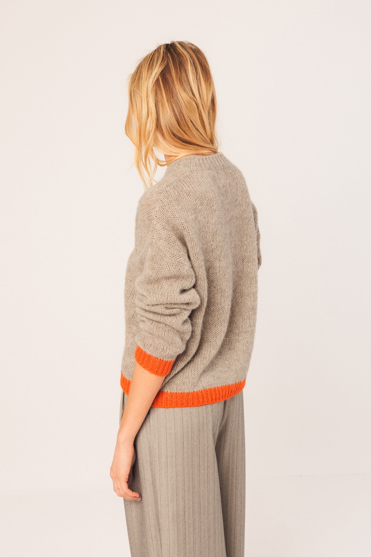 Bicolour Knitted Sweater | Beige