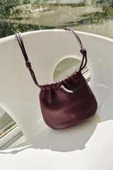 Gathered Leather Bag | Eggplant