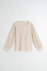 Embroidered Cotton Blouse  | Stone