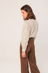 Embroidered Cotton Blouse  | Stone
