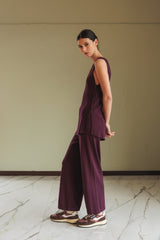 Long Buttoned Vest | Eggplant