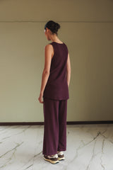 Long Buttoned Vest | Eggplant