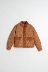 Retro Quilted Biker Jacket | Almond