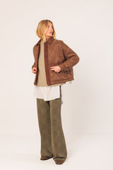 Retro Quilted Biker Jacket | Almond